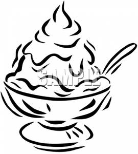  Cream Sundae Clipart Black And White Black And White Dish Ice Cream    