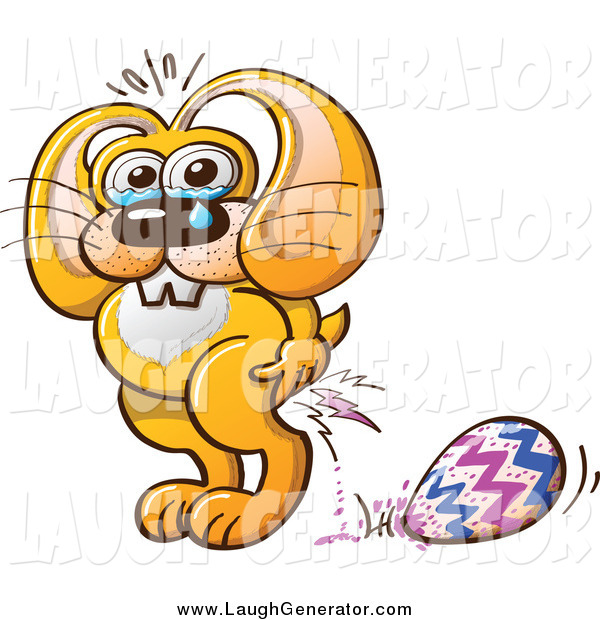 Humorous Clip Art Of A Bunny Crying And Laying An Easter Egg By Zooco    