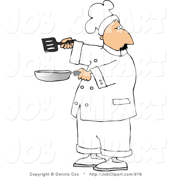 Job Clip Art Of A Male Chef Holding A Skillet And Pancake Turner By