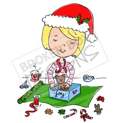 Lydia Wrapping Gifts   Clip Art