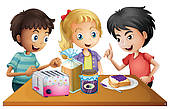 Showing Gallery For Kid Eating Snack Clipart