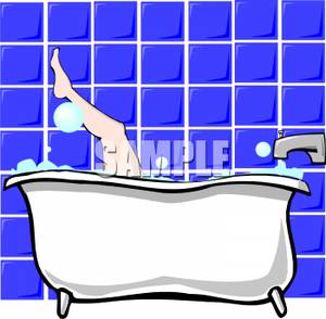 Taking A Bubblebath In A Clawfoot Tub   Royalty Free Clipart Picture