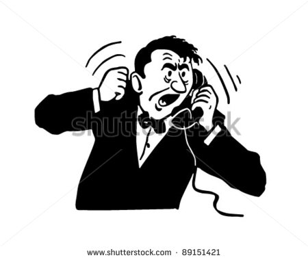 Angry Man On Phone   Retro Clipart Illustration   Hqstockphotos Com
