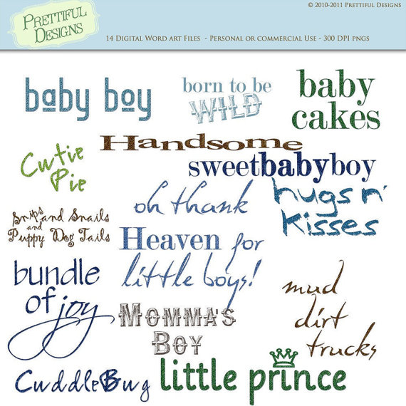 Baby Boy Sayings Digital Scrapbooking Clip Art By Prettiful Designs