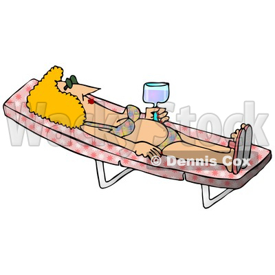 Bikini Sun Bathing On A Lounge Chair Clipart Picture   Djart  12391