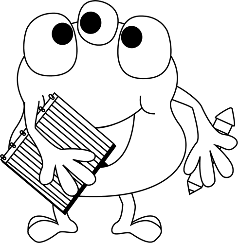Black And White Black And White Monster With Notebook And Pencil