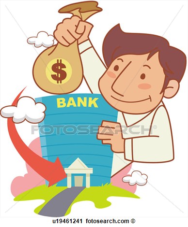 Building Bank Businessman Economy View Large Clip Art Graphic