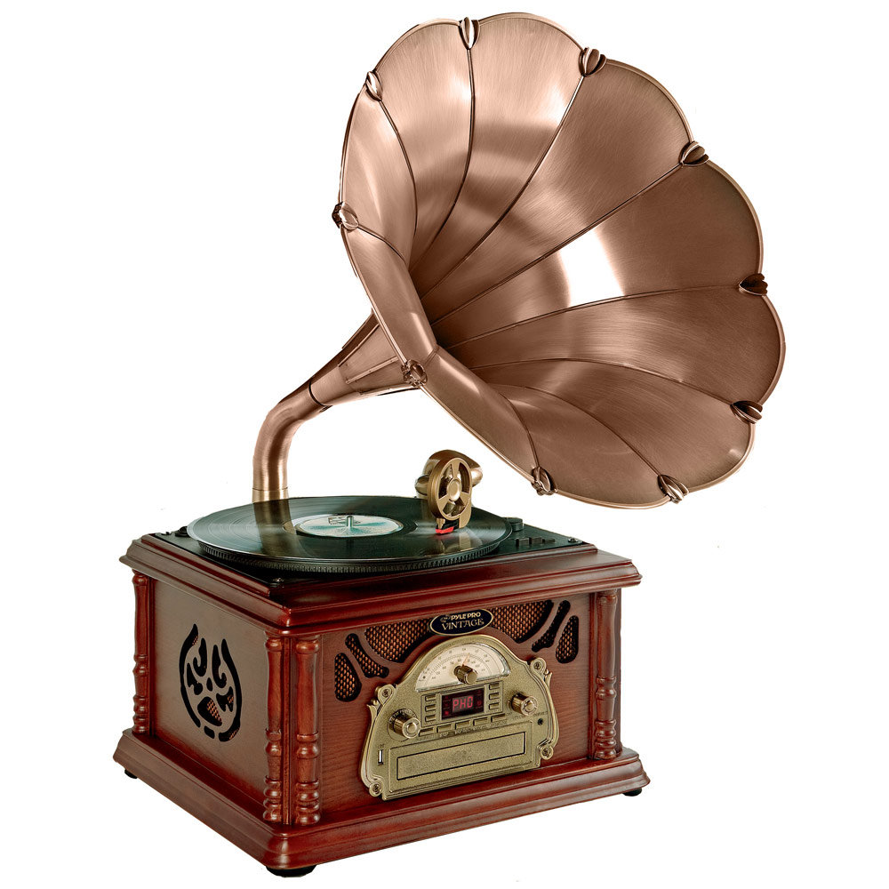 Classical Trumpet Horn Turntable Phonograph With Am Fm Radio Cd