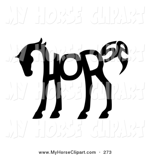 Clip Art Of A The Word Horse Spelled Out And Forming The Shape Of A