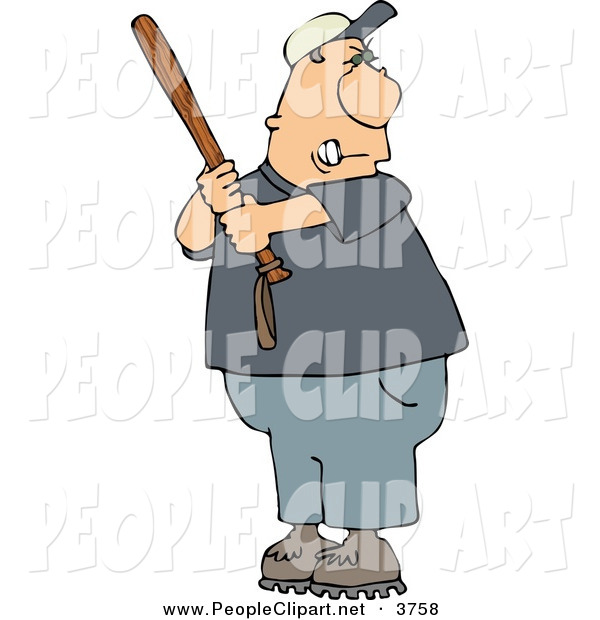 Clip Art Of An Angry White Male Baseball Batter Holding The Bat Person    