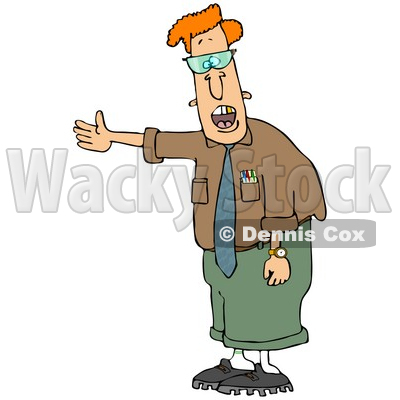 Clipart Illustration Of A Geeky Red Haired Man In Glasses Talking And