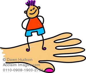 Clipart Illustration Of A Little Boy Standing On A Giant Hand
