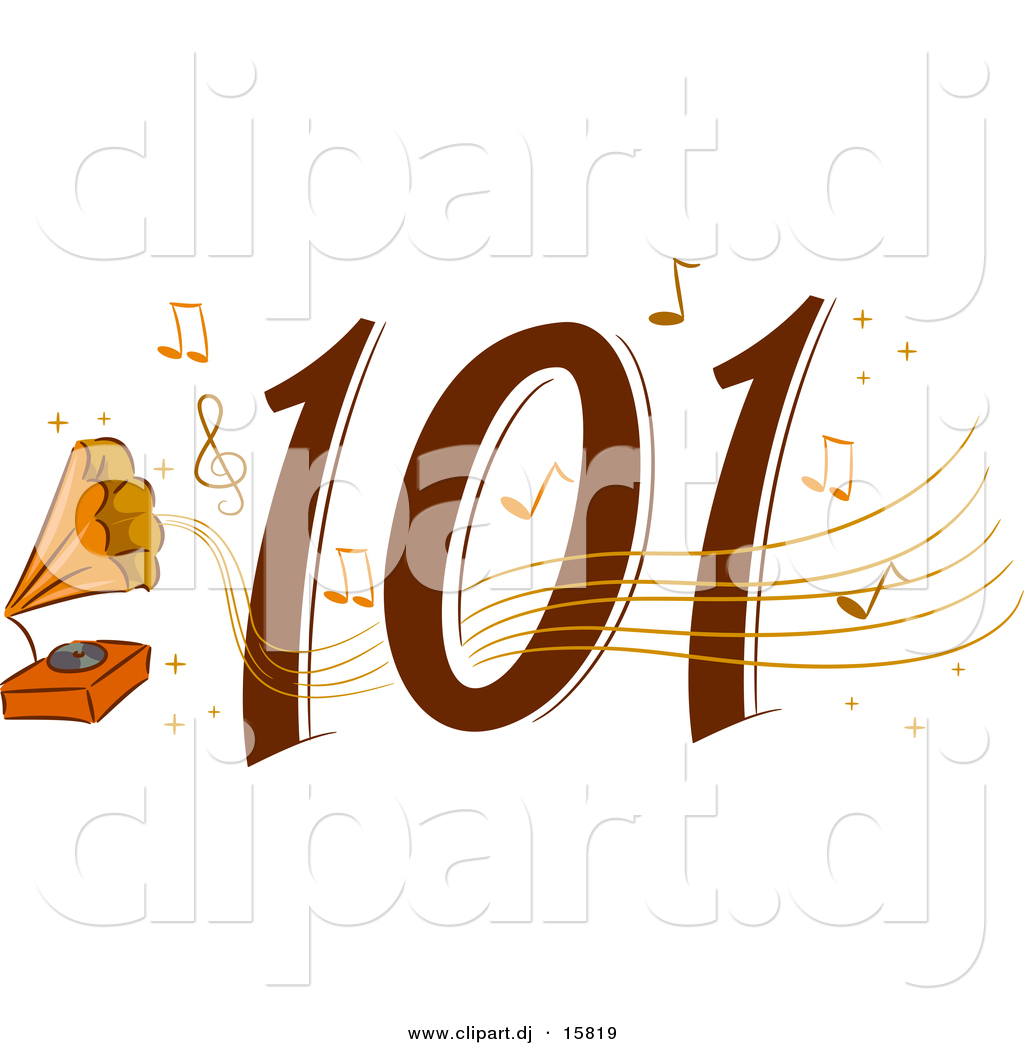Clipart Of A Classic 101 Icon With Music Notes And Old Record Player