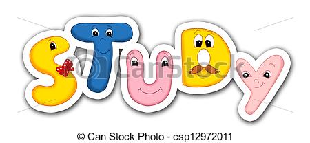 Clipart Of Study   The Word Study Formed By Smiling Letters Of The
