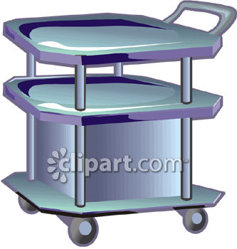 Clipart Picture Of A Metal Hospital Cart With Wheels
