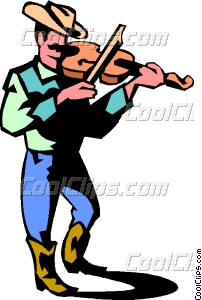 Cowboy Playing The Fiddle Vector Clip Art