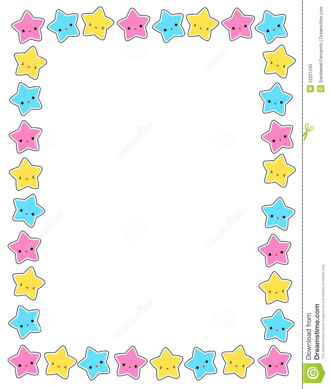 Cute Colorful Stars Border   Frame For Greeting Cards Party