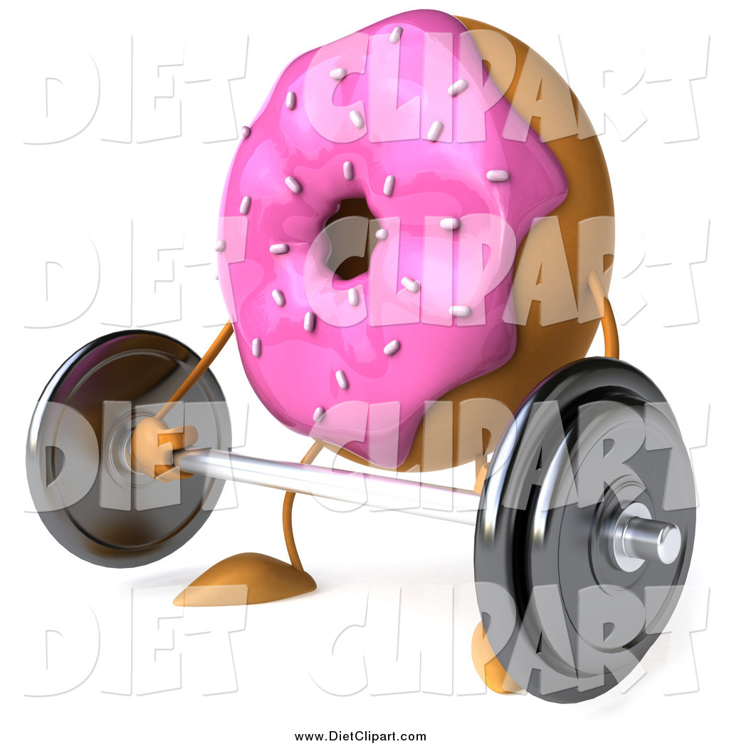 Diet Clip Art Of A 3d Pink Donut Facing Left And Working Out By Julos