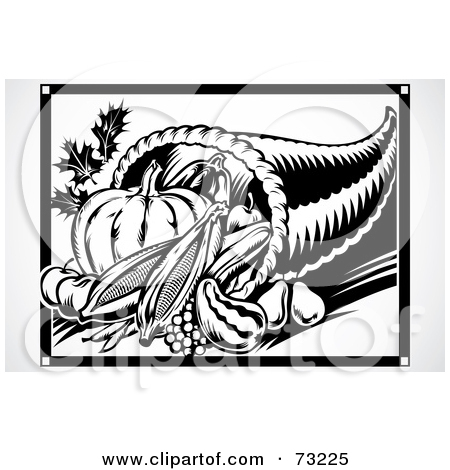 Free  Rf  Clipart Illustration Of A Retro Black And White Thanksgiving