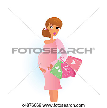 Illustration   Shopping Pregnant Woman  Fotosearch   Search Eps Clip