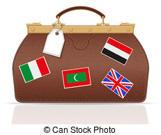 Leather Valise Travel With Constipation Illustration Stock
