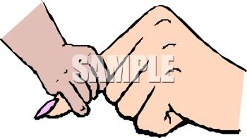Little Hand Holding A Big Hand   Royalty Free Clip Art Illustration