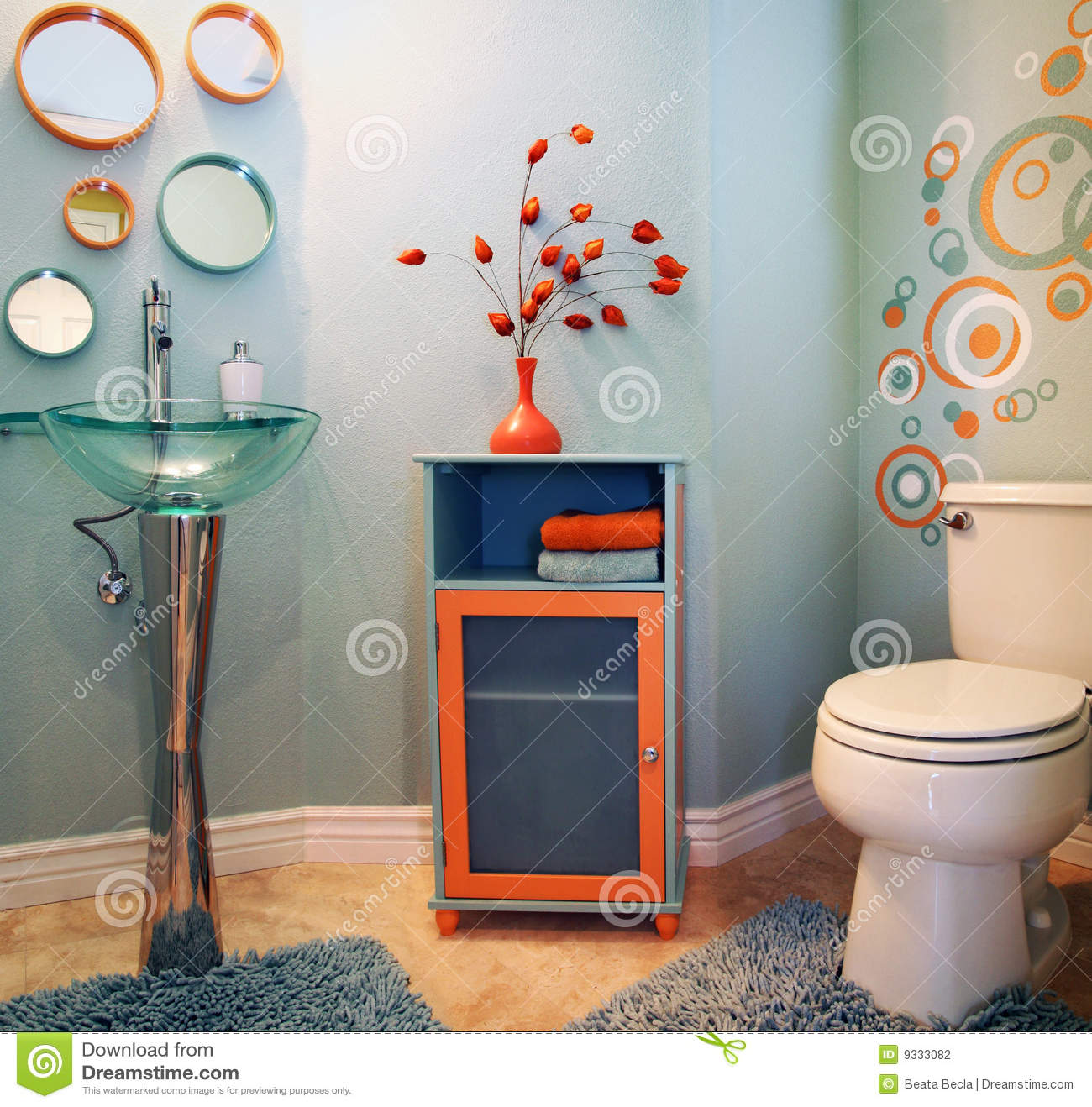Modern Powder Room With Trendy Modern Design And Cute Colors 