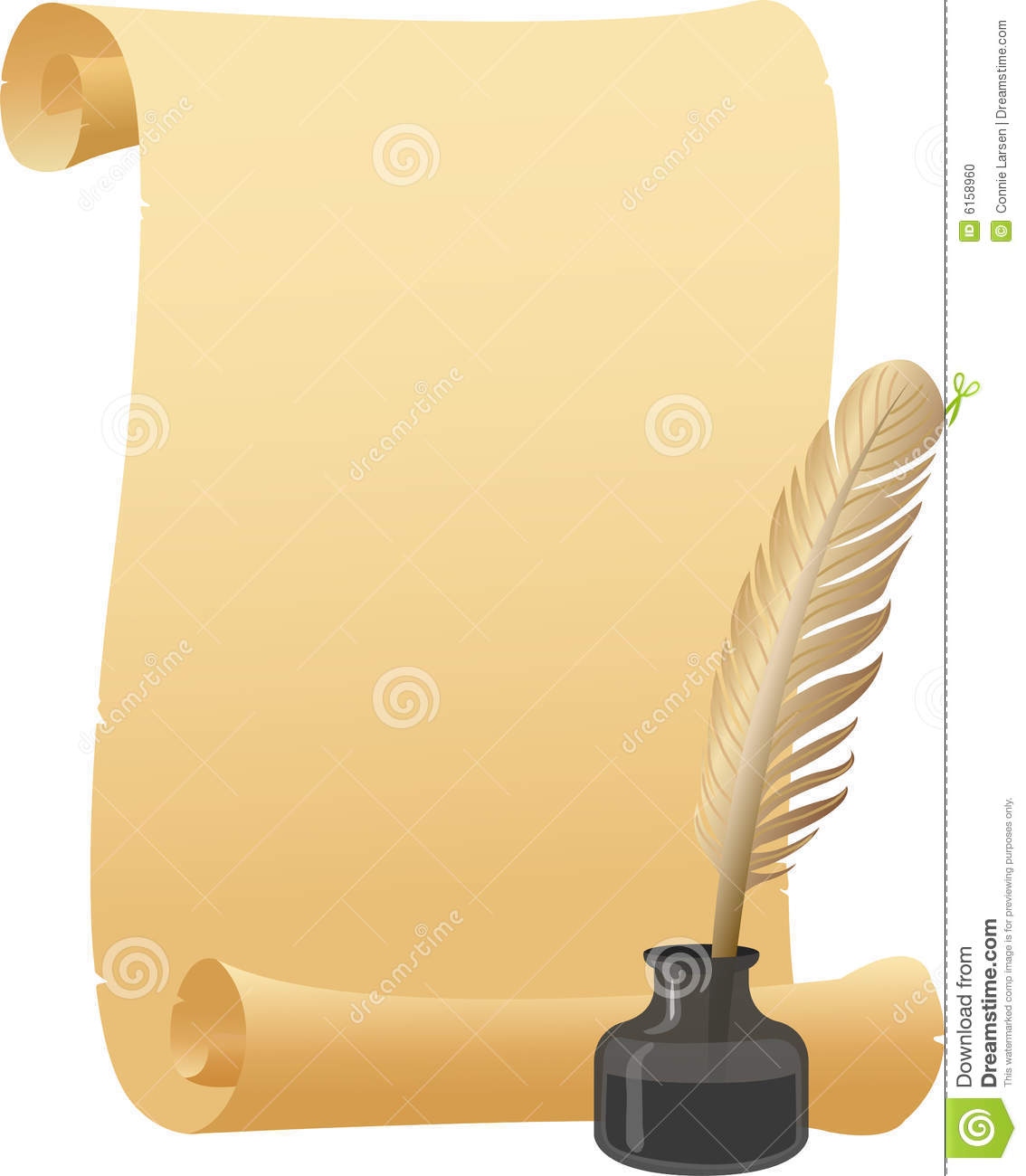 Parchment Scroll Quill Pen Eps Stock Photo   Image  6158960