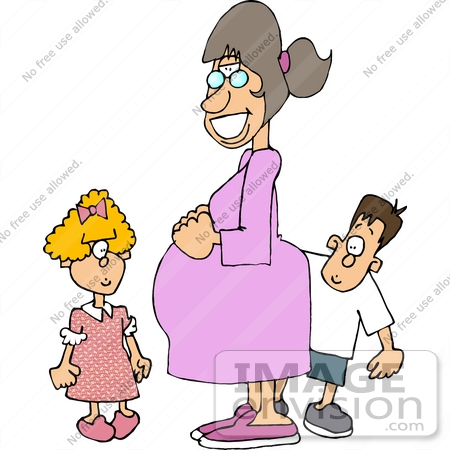 Pregnant Mother And Her Son Daughter Clipart By Djart