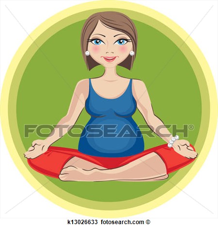 Pregnant Woman In Lotus Position View Large Clip Art Graphic