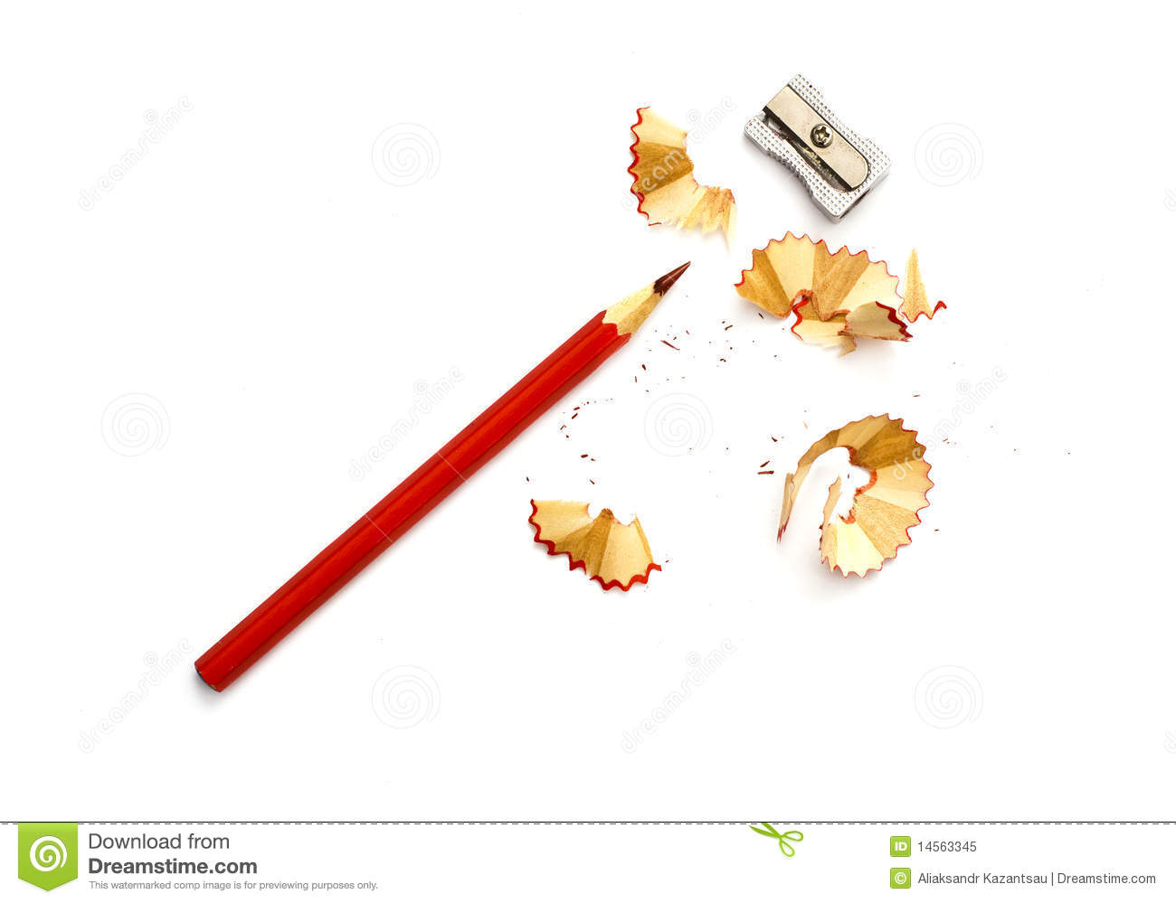 Sharpened Pencil With Sharpener And Shavings