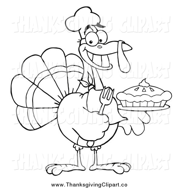 Vector Clip Art Of A Black And White Chef Thanksgiving Turkey Bird