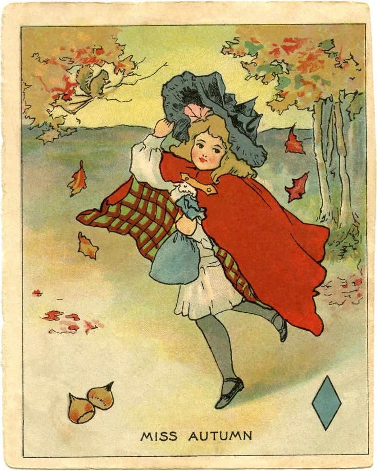 Vintage Clip Art Miss Autumn  Isn T She Pretty  She S Part Of A Four    