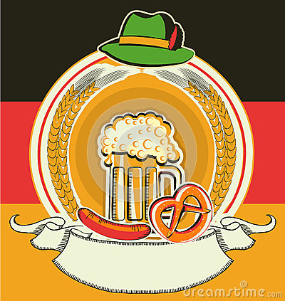 Beer Label With German Flag Vector Oktoberfest Festival Symbo For Text
