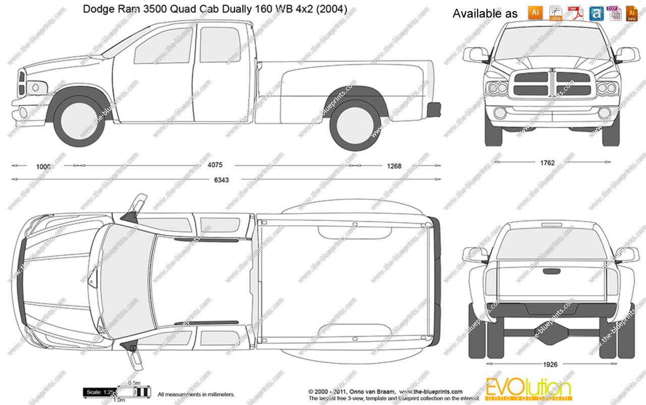      Com   Vector Drawing   Dodge Ram 3500 Quad Cab Dually 160 Wb 4x2