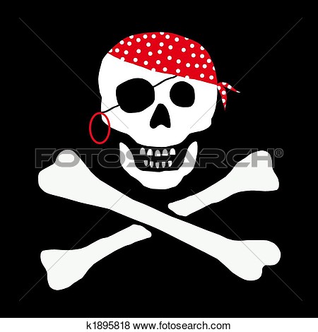 Illustration   Funny Pirate Skull Sign   Fotosearch   Search Eps Clip