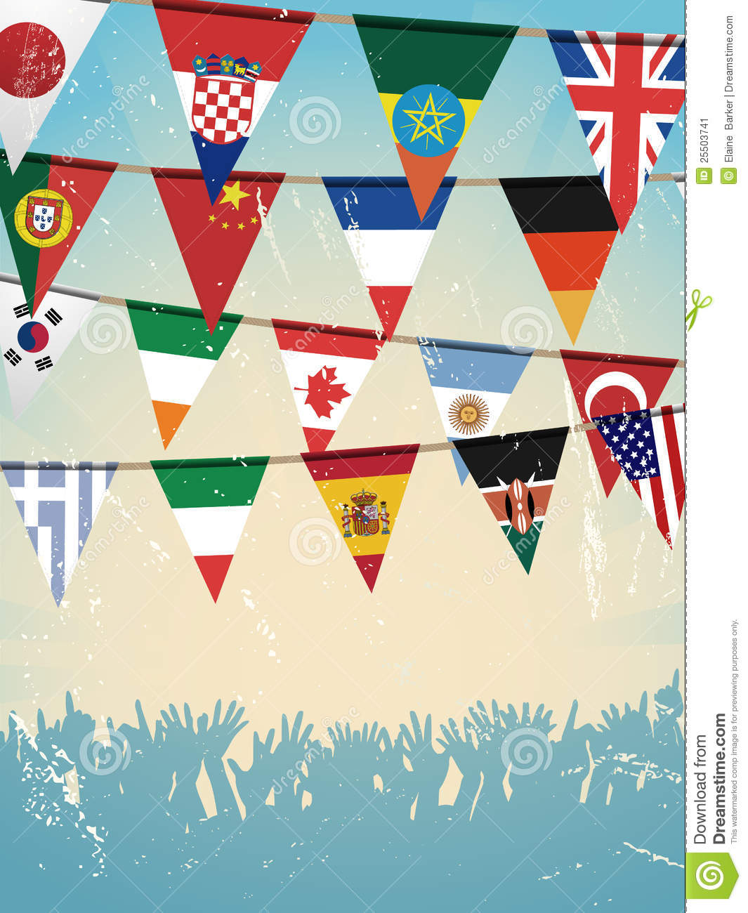 International Flags Clip Art World Flag Bunting And Crowd