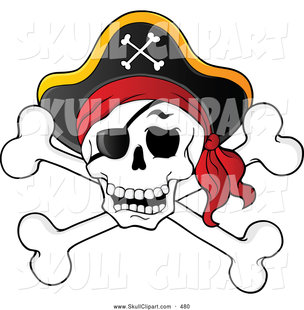 Larger Preview  Vector Clip Art Of A Grinning Pirate Skull And Cross