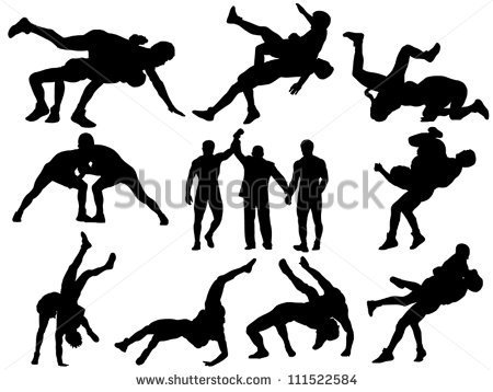 Layered And Fully Editable Wrestling Vector Silhouettes  This Could