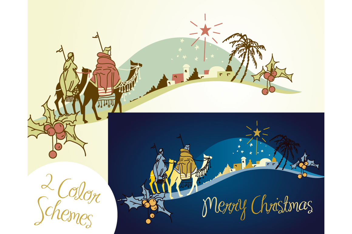 Nativity Scene Wise Men Star   Illustrations On Creative Market