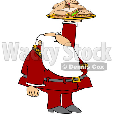 Royalty Free  Rf  Clipart Illustration Of Santa Holding Up A Lunch