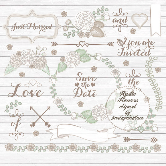 Rustic Wedding Clipart   Illustrations On Creative Market