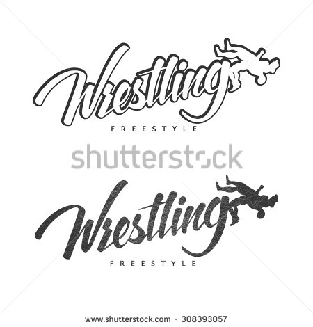 Set Of Hand Drawn Sport Logos Badges Labels  Wrestling Theme