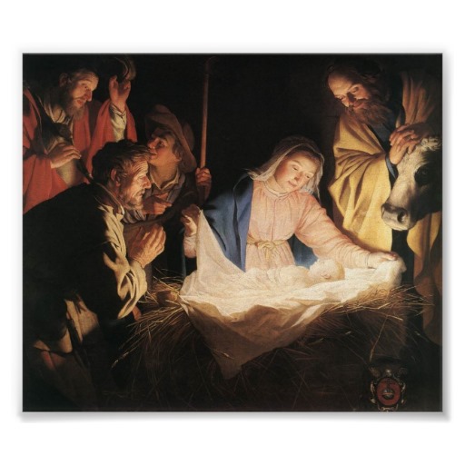 Van Honthorst Nativity Scene Vintage Fine Art Poster