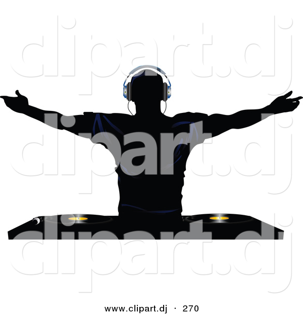 Vector Clipart Of A Silhouetted Young Man Holding His Arm Out Above    