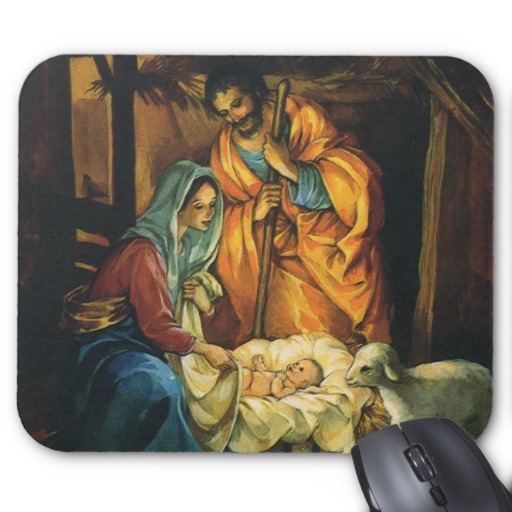 Vintage Christmas Nativity Baby Jesus In Manger Mousepads   Zazzle