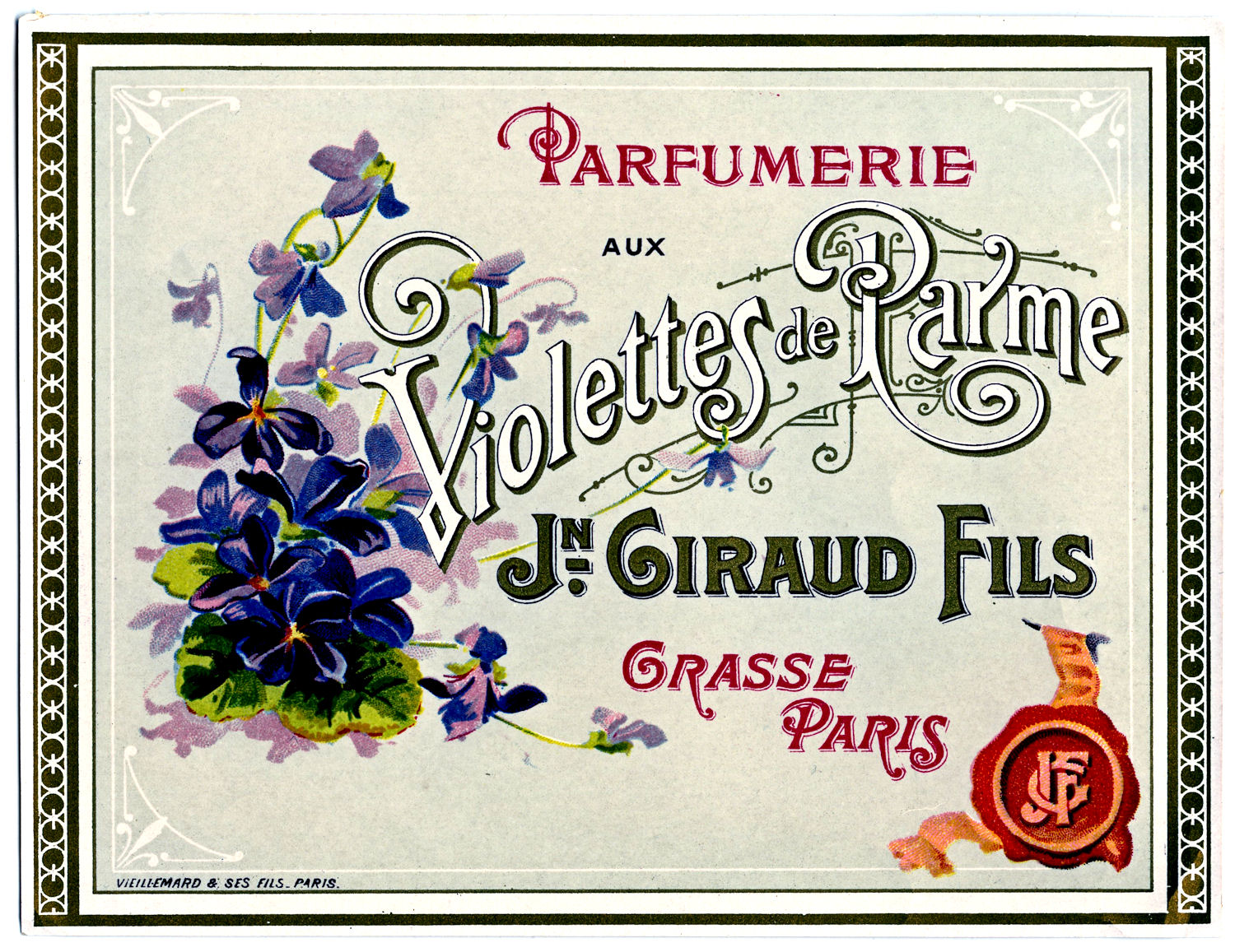 Vintage Clip Art   Paris Perfume Label With Violets   The Graphics    