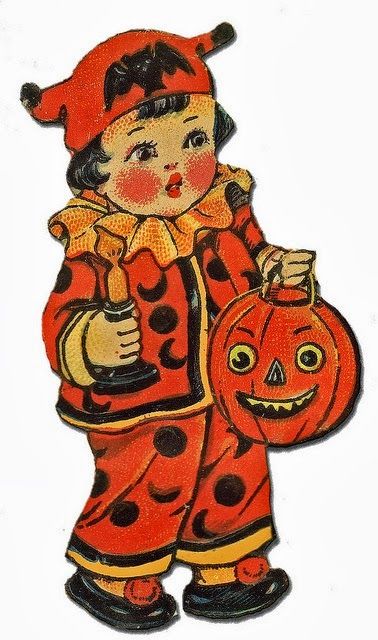 Vintage Halloween Circus Clown   Vintage Halloweeen Clip Art   Pinter