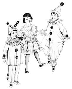 Vintage Halloween Clipart Children In Costumes Old Fashioned Clown