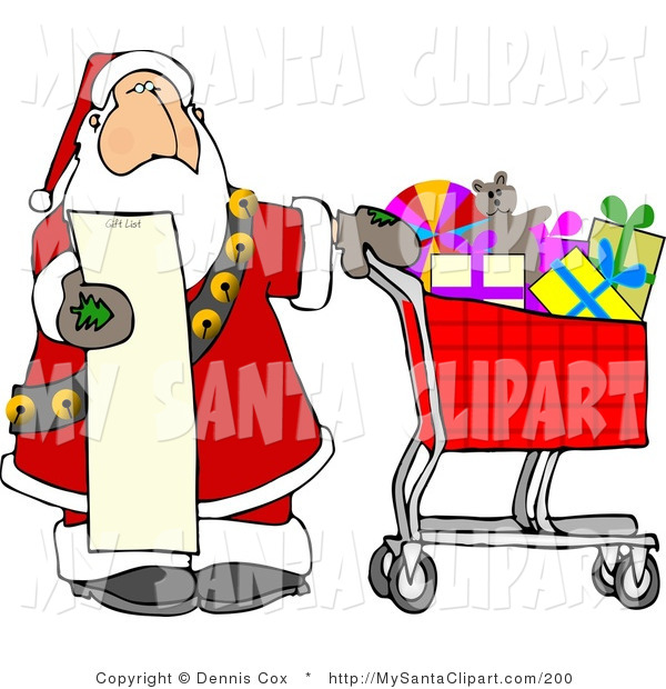 Christmas Clip Art Of Santa Shopping In A Toy Store From His Nice List